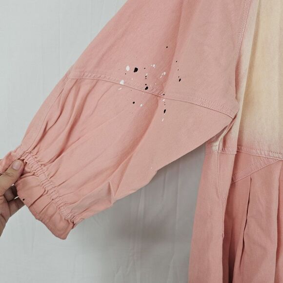 Davi & Dani Ella Denim Paint Splatter Button Down Dress In Pink Women's Sz Med - Picture 7 of 11